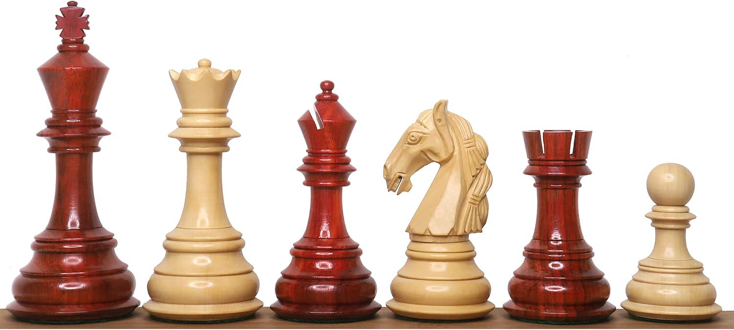 4.6" Rare Columbian Triple Weighted Luxury Chess Pieces Only Set -Bud Rose Wood