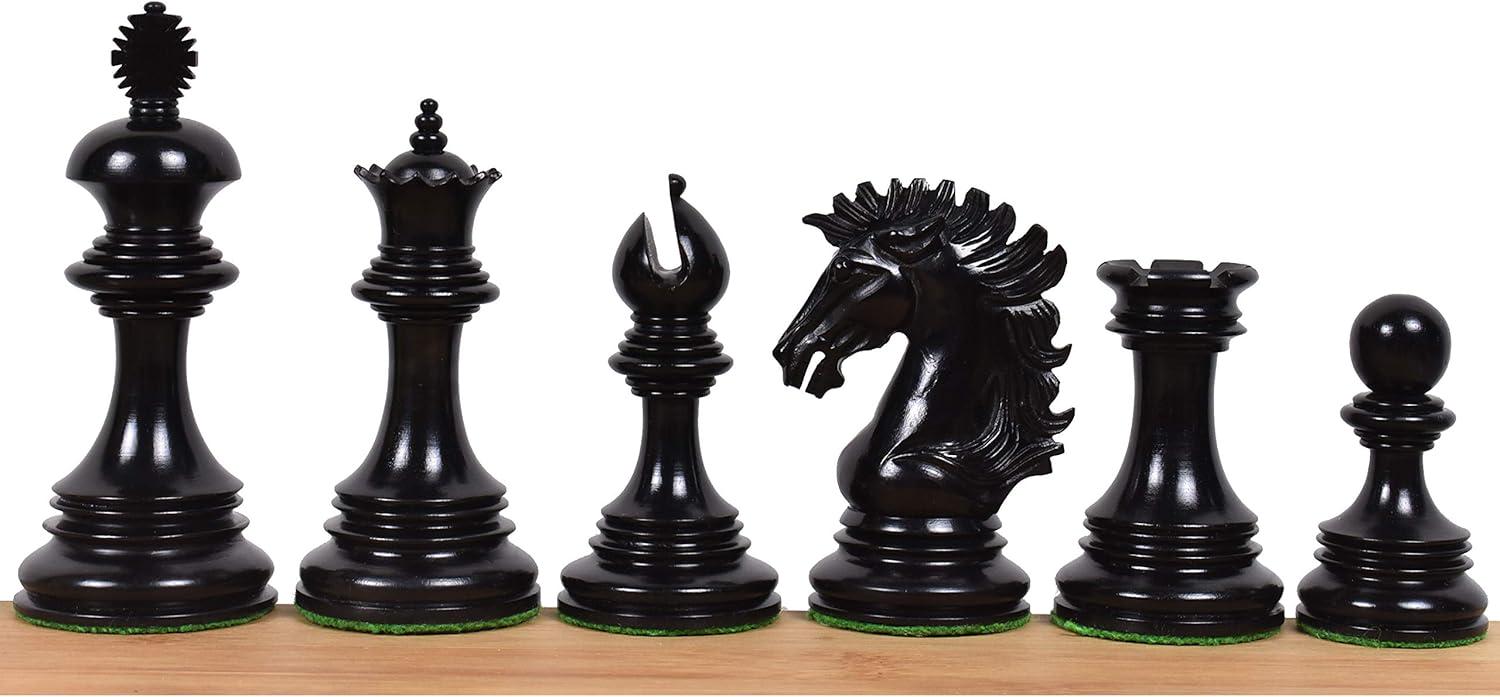 Luxury Staunton Chess Pieces Only Set – Alexandria Design, Ebony & Boxwood, 4.4-Inch King, Triple Weighted