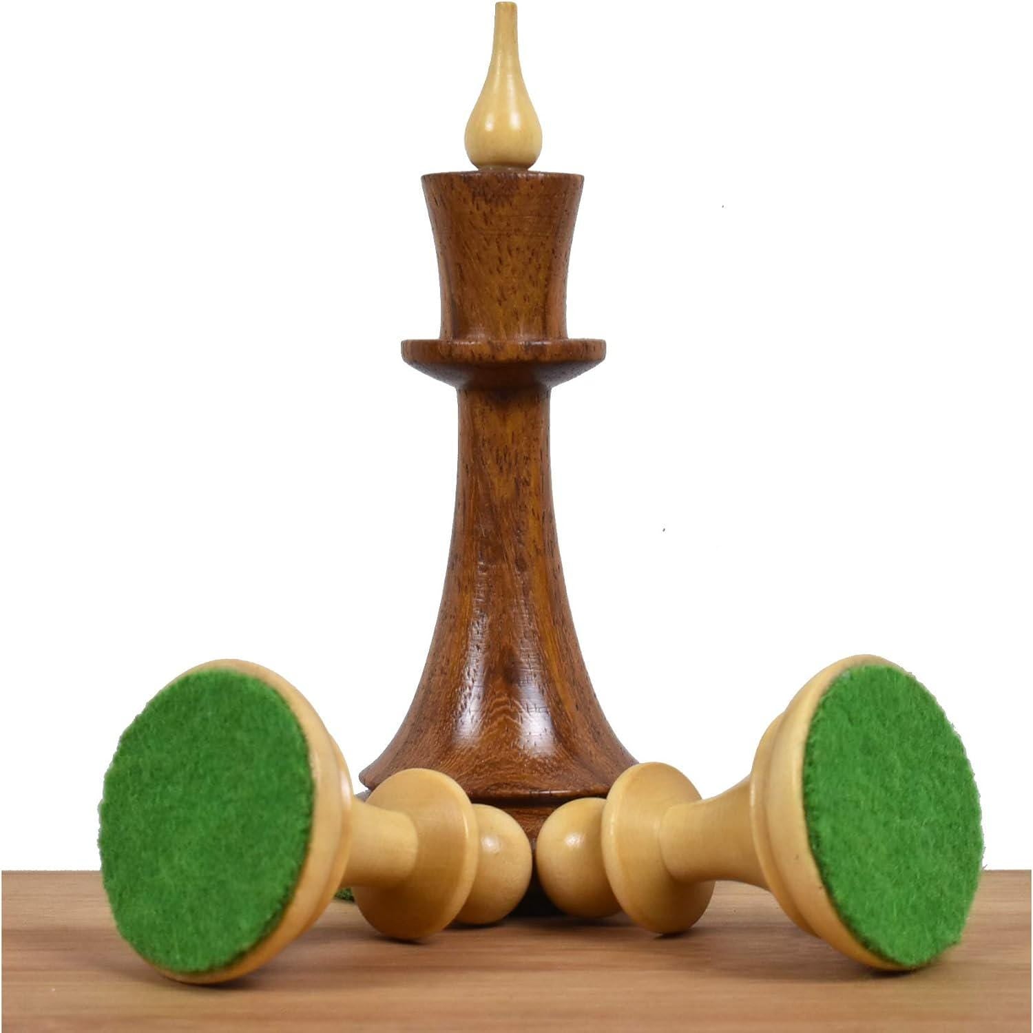 Soviet Latvian Reproduced Chess Pieces Only, Golden Rosewood and Boxwood Wooden Chess Set, 4-in King, Double Weighted Chess Pieces (2.5 lbs)