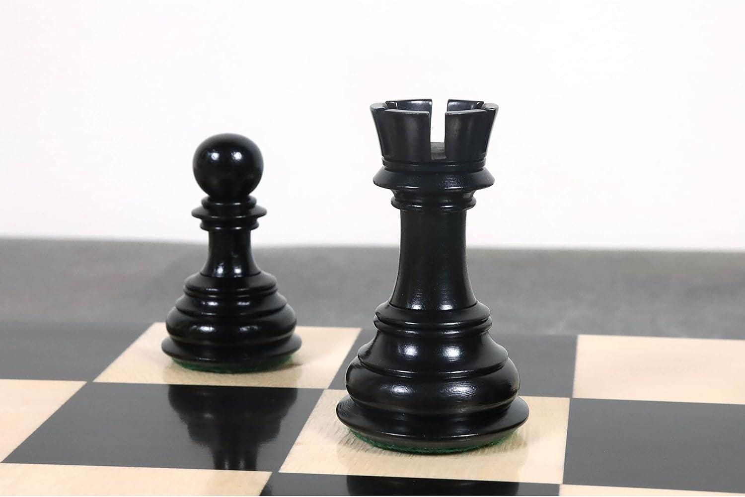 4.6" Rare Columbian Triple Weighted Luxury Chess Pieces Only Set -Ebony Wood