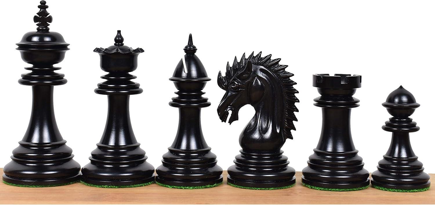 4.4" Dragon Luxury Staunton Chess Pieces Only Set - Triple Weighted - Ebony Wood