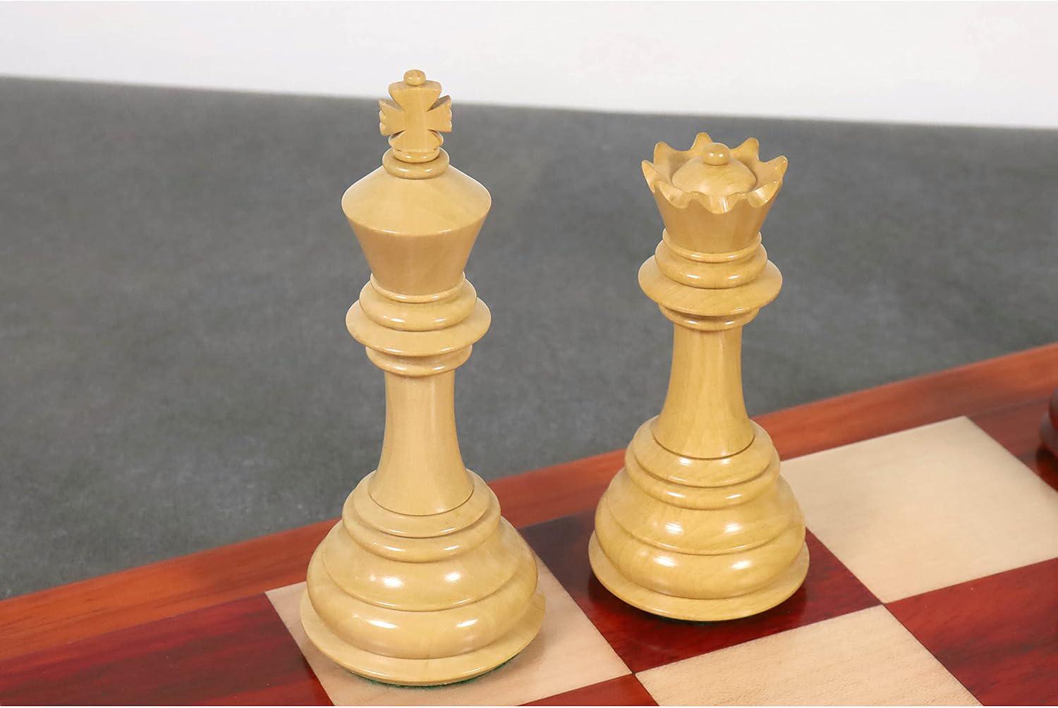 4.6" Rare Columbian Triple Weighted Luxury Chess Pieces Only Set -Bud Rose Wood