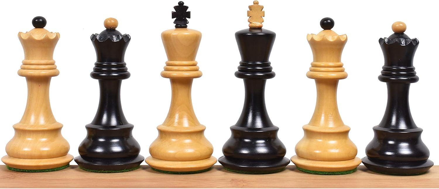 ChessCraftman 3.9" Russian Zagreb 59' Chess Pieces only Set - Ebony Wood & Boxwood