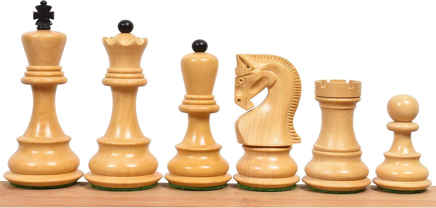 ChessCraftman 3.9" Russian Zagreb 59' Chess Pieces only Set - Ebony Wood & Boxwood