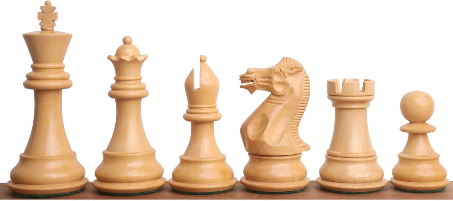 3.9" Professional Staunton Chess Pieces Only Set - Weighted Ebony Wood And Boxwood