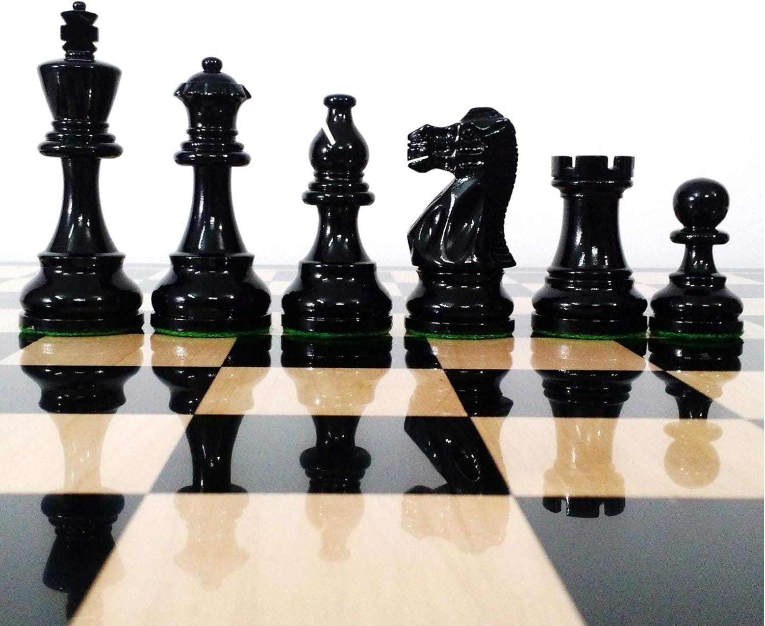 Red and Black Painted Chess Pieces Only Set in Classic Staunton Design- Weighted Wood