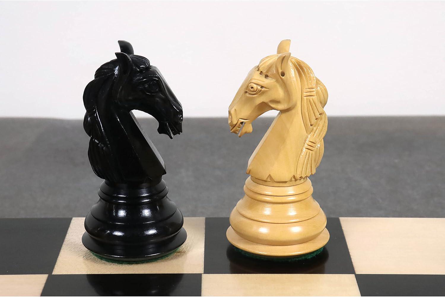 4.6" Rare Columbian Triple Weighted Luxury Chess Pieces Only Set -Ebony Wood