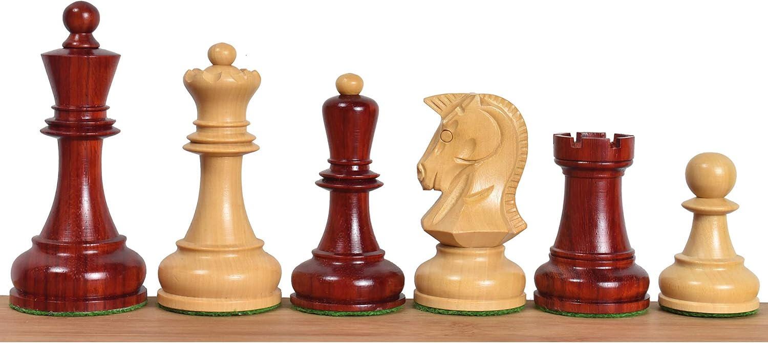 Dubrovnik Reproduced Chess Pieces Only Chess Set, Bud Rosewood Wooden Chess Set, 3.8-in King, Triple Weighted Chess Pieces (3.4 lbs)