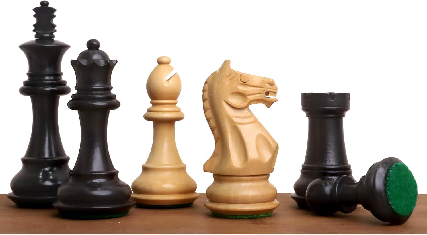 Fierce Knight Staunton Chess Pieces Only Set - Weighted Boxwood - 3.5" Extra Queens