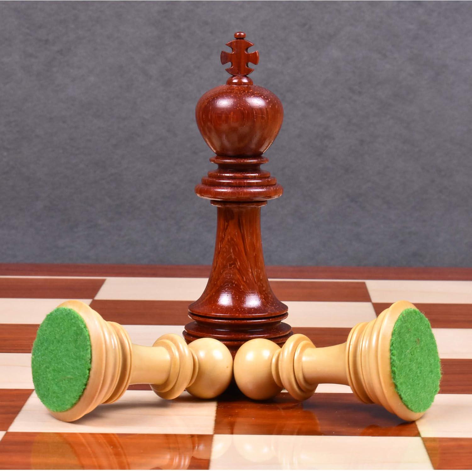 Mogul Staunton Chess Pieces Only , Bud Rosewood and Boxwood Gloss Wooden Chess Set, 4.6-in King, Triple Weighted Chess Pieces (5.24 lbs)
