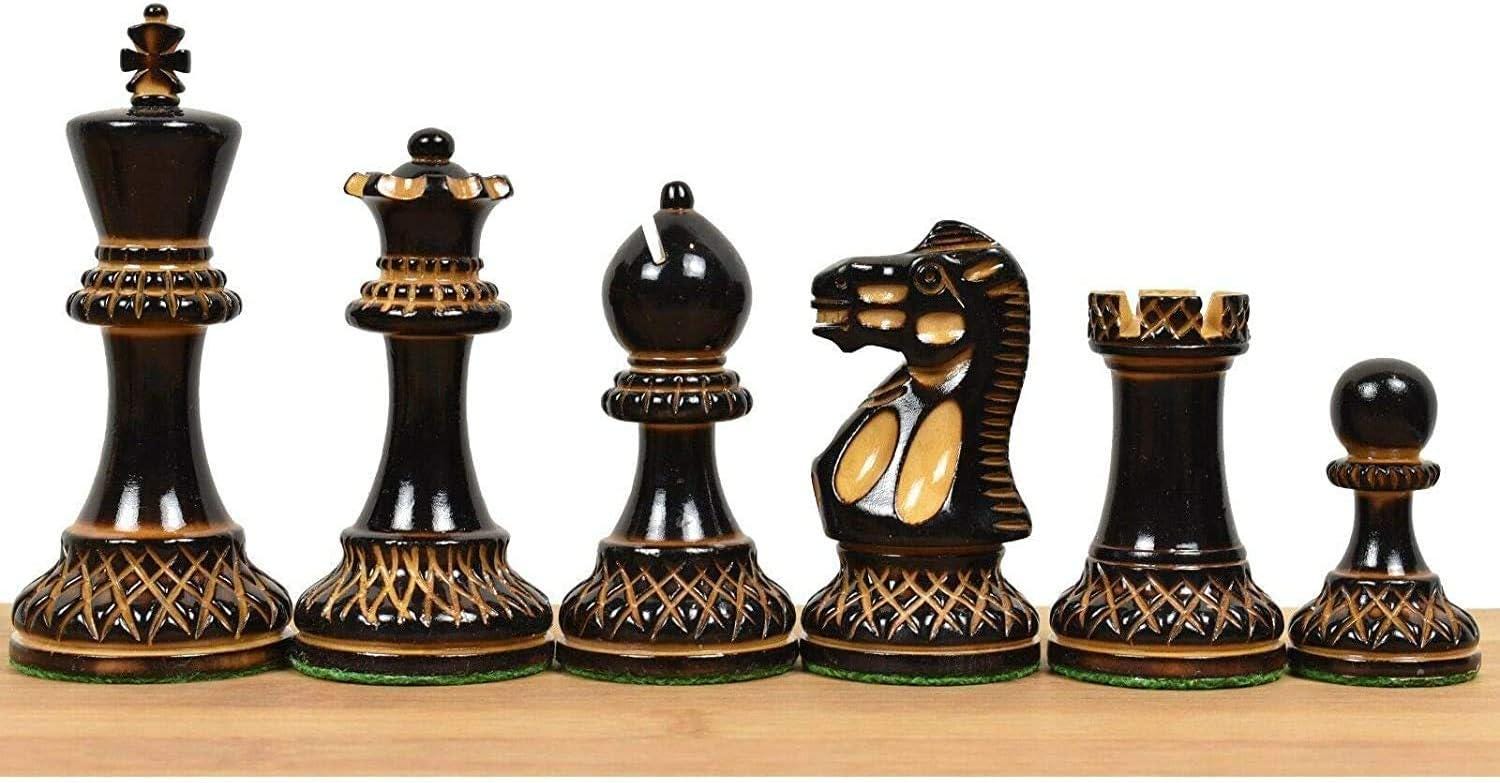 Parker Staunton Chess Pieces Only Chess Set, Boxwood Carved Wooden Chess Set, 3.9-in King, Gloss Chess Pieces (2.43 lbs)