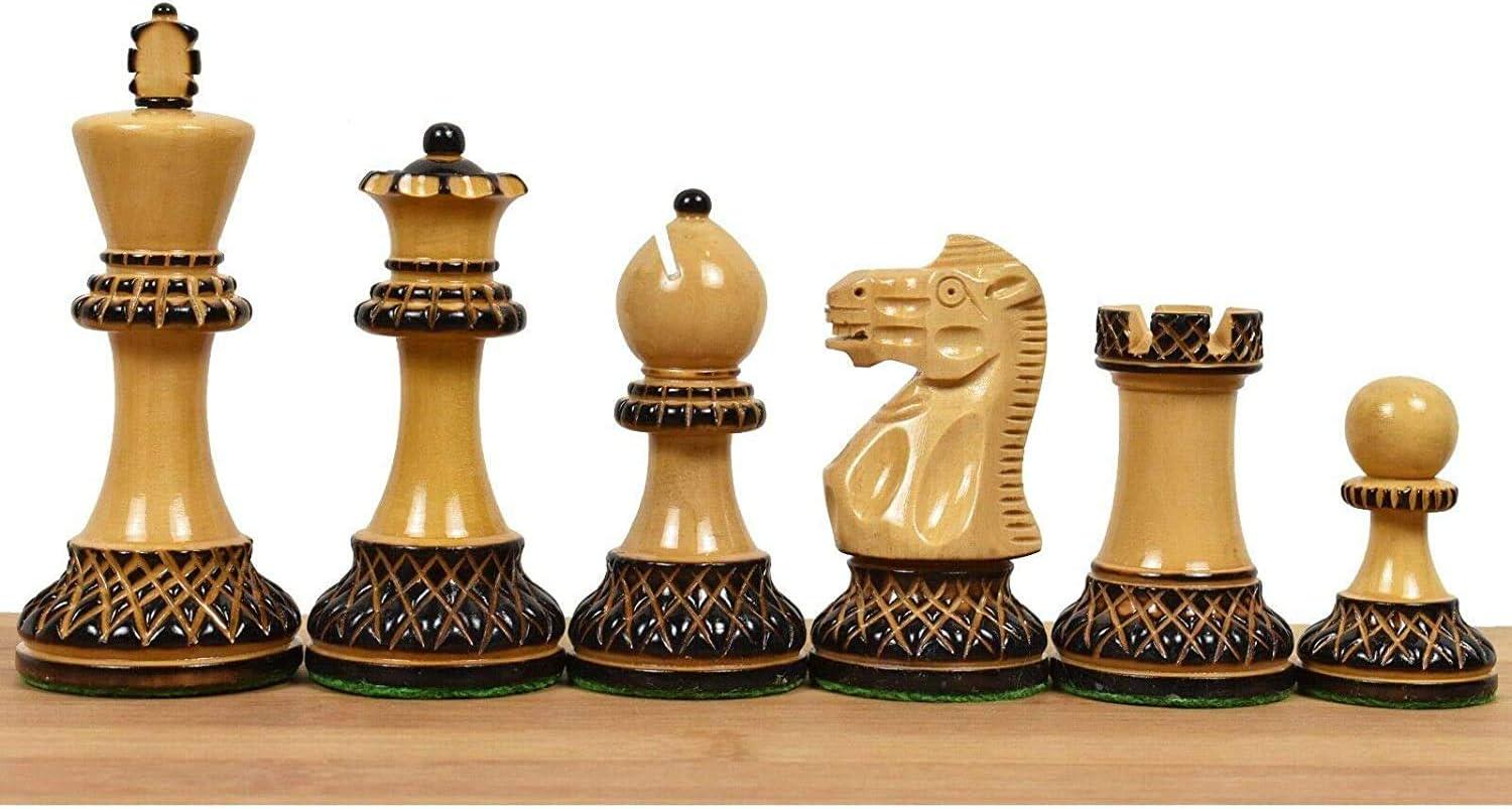 Parker Staunton Chess Pieces Only Chess Set, Boxwood Carved Wooden Chess Set, 3.9-in King, Gloss Chess Pieces (2.43 lbs)