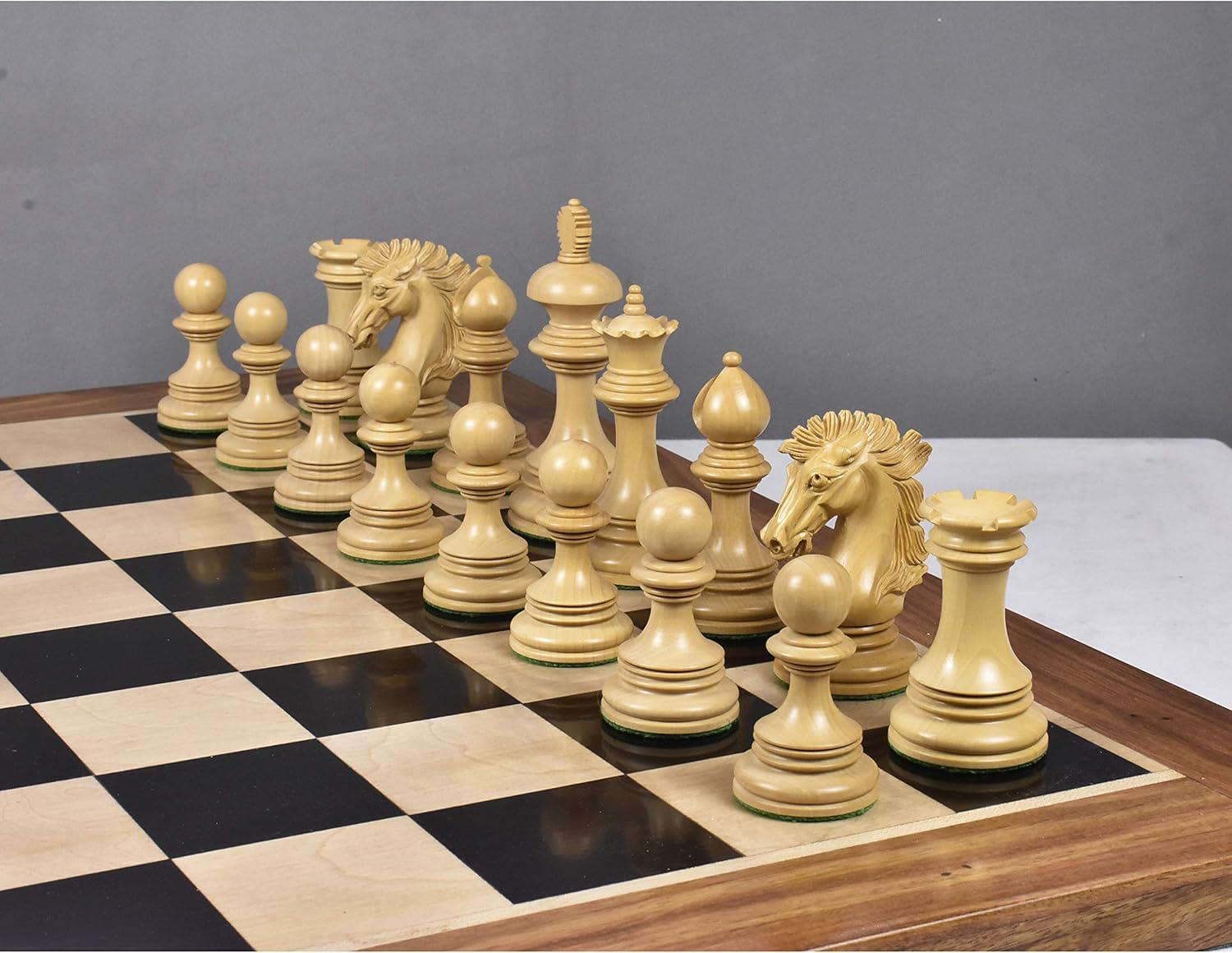 Luxury Staunton Chess Pieces Only Set – Alexandria Design, Ebony & Boxwood, 4.4-Inch King, Triple Weighted