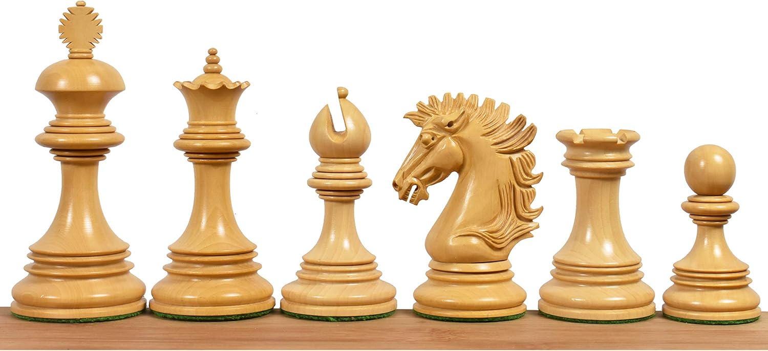 Luxury Staunton Chess Pieces Only Set – Alexandria Design, Ebony & Boxwood, 4.4-Inch King, Triple Weighted