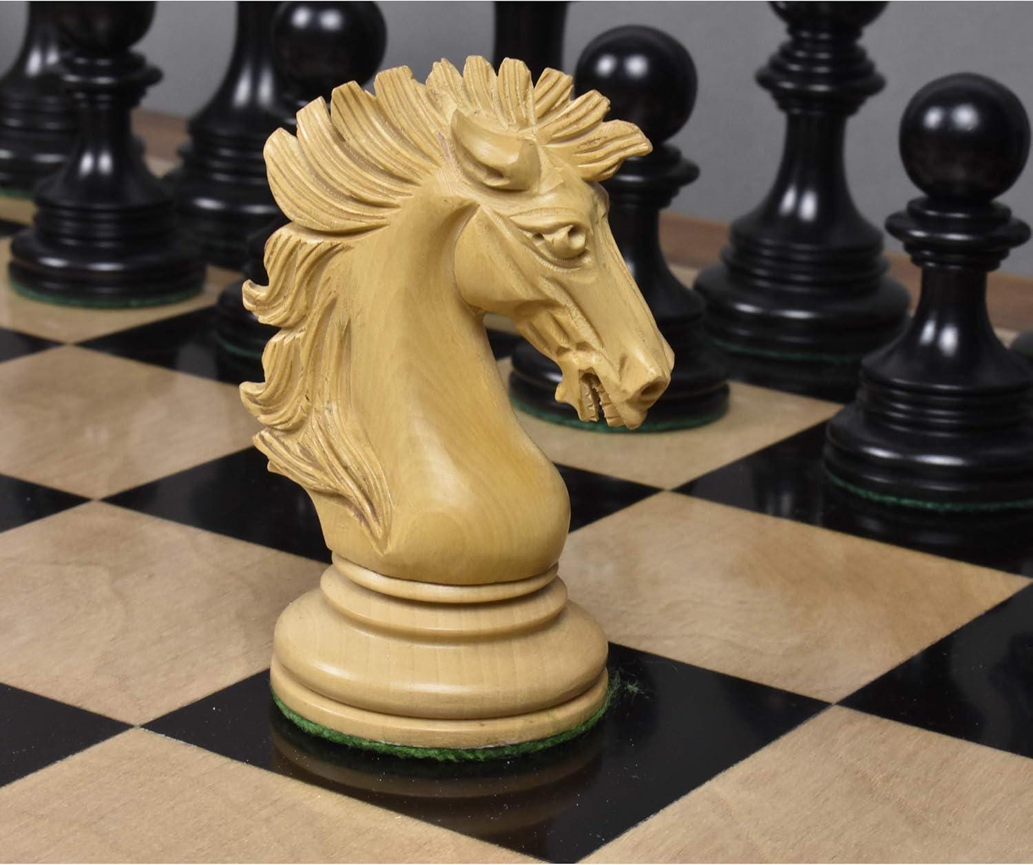 Luxury Staunton Chess Pieces Only Set – Alexandria Design, Ebony & Boxwood, 4.4-Inch King, Triple Weighted