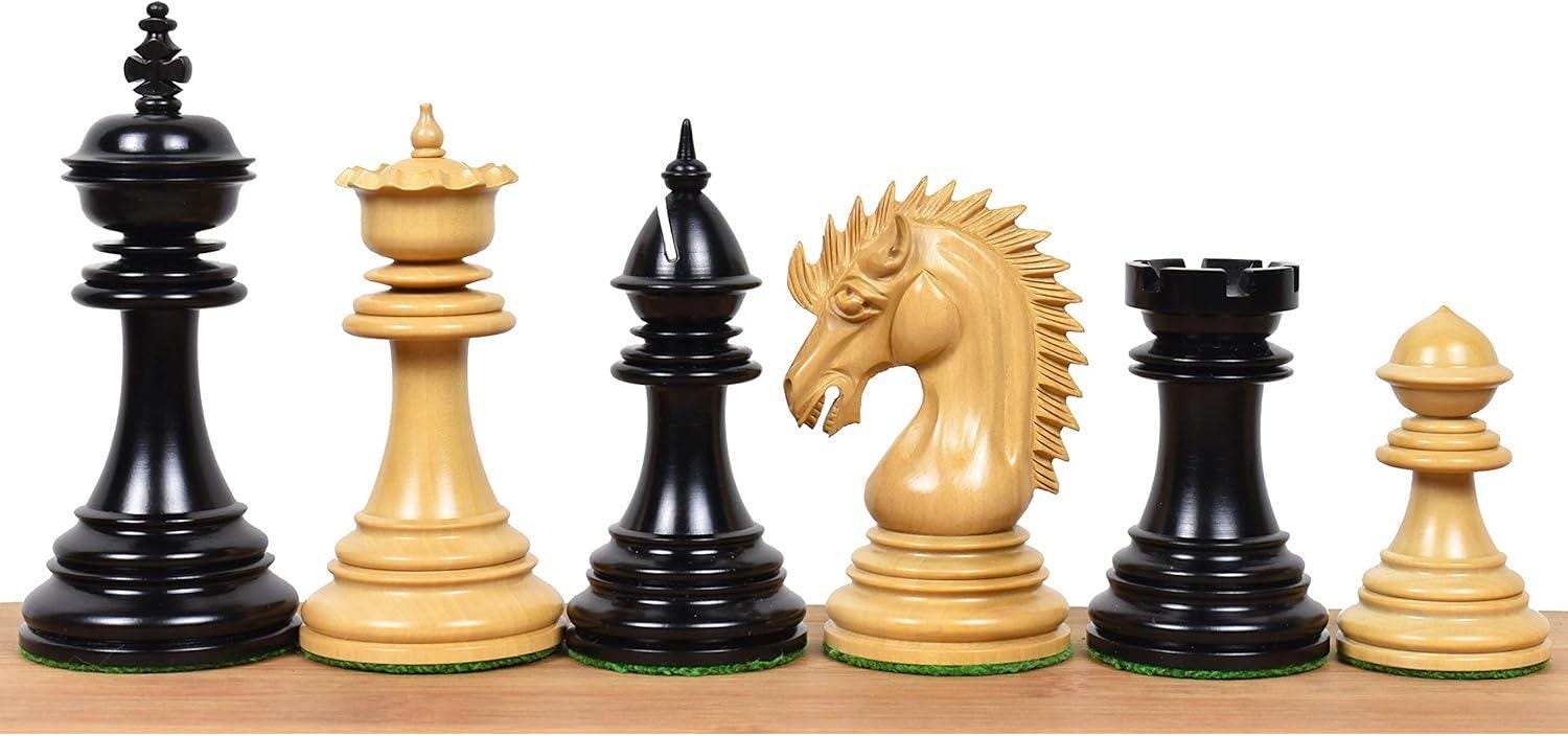 4.4" Dragon Luxury Staunton Chess Pieces Only Set - Triple Weighted - Ebony Wood
