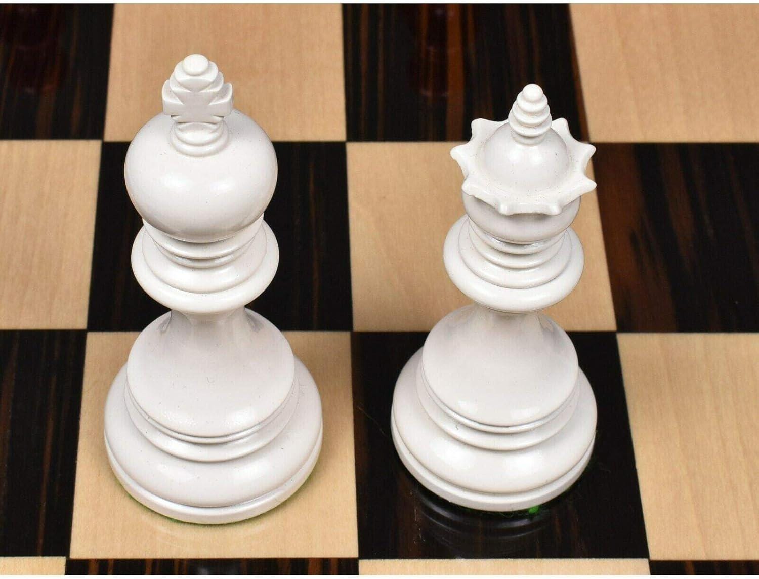 4.1" Stallion Staunton Luxury Chess Piece only Set-Red & White Lacquered Boxwood