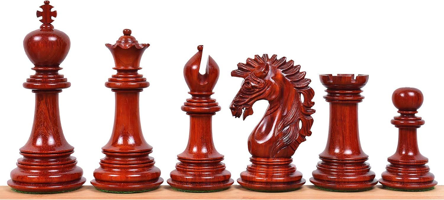 Mogul Staunton Chess Pieces Only , Bud Rosewood and Boxwood Gloss Wooden Chess Set, 4.6-in King, Triple Weighted Chess Pieces (5.24 lbs)
