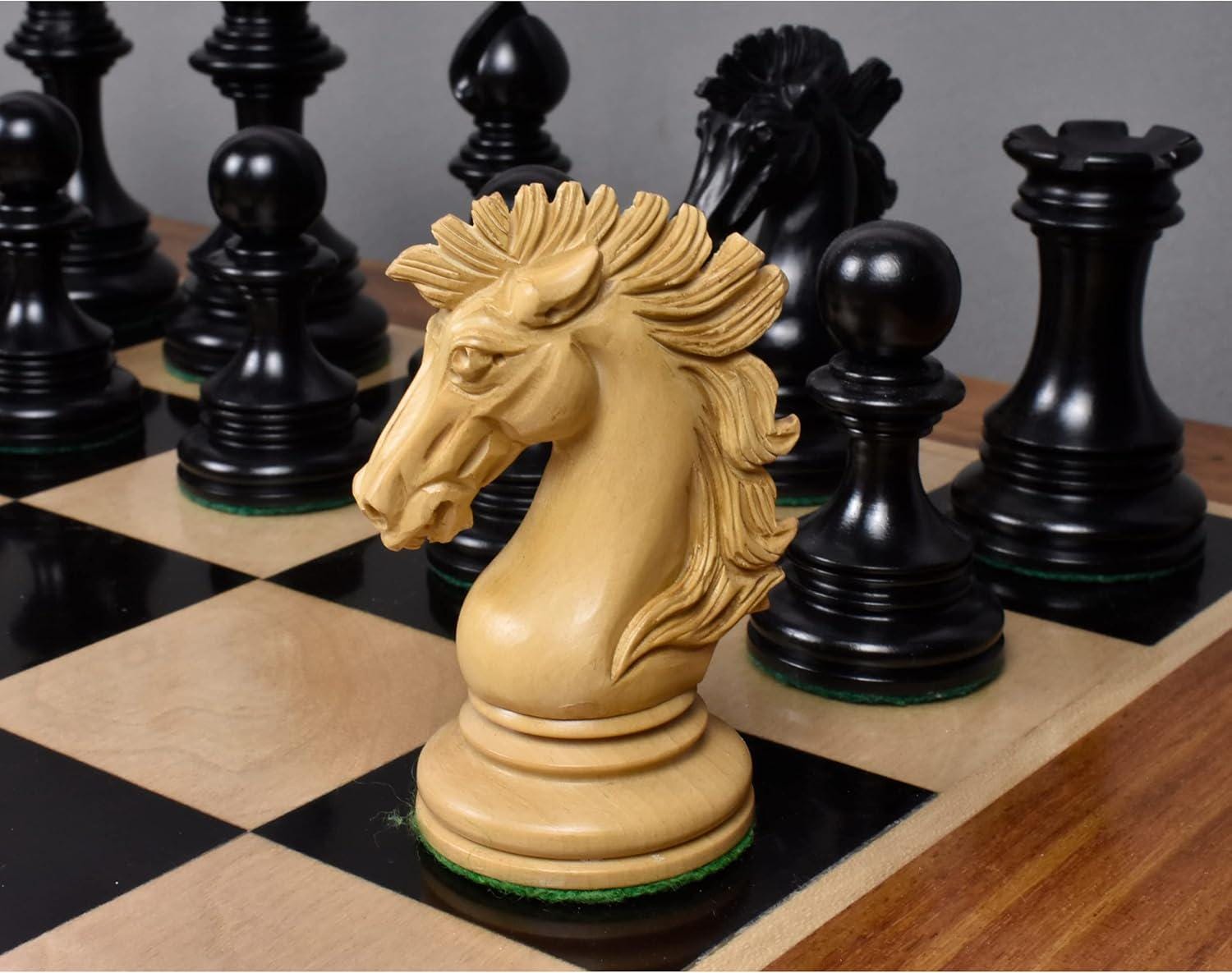 Luxury Staunton Chess Pieces Only Set – Alexandria Design, Ebony & Boxwood, 4.4-Inch King, Triple Weighted