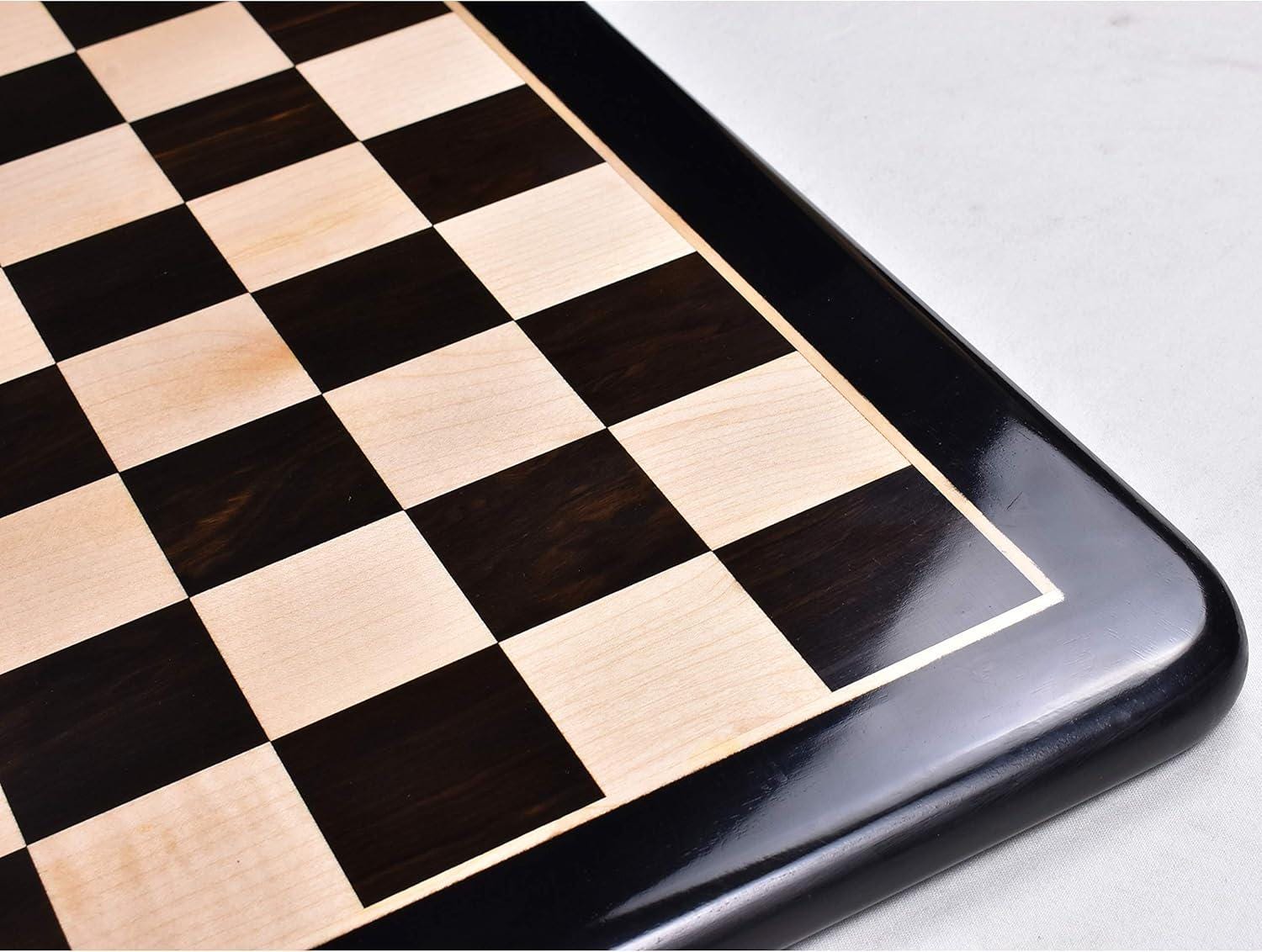 Chess Board 19 inches Large Solid Inlaid Ebony & Maple Wood Chess Board - Square of 50 mm