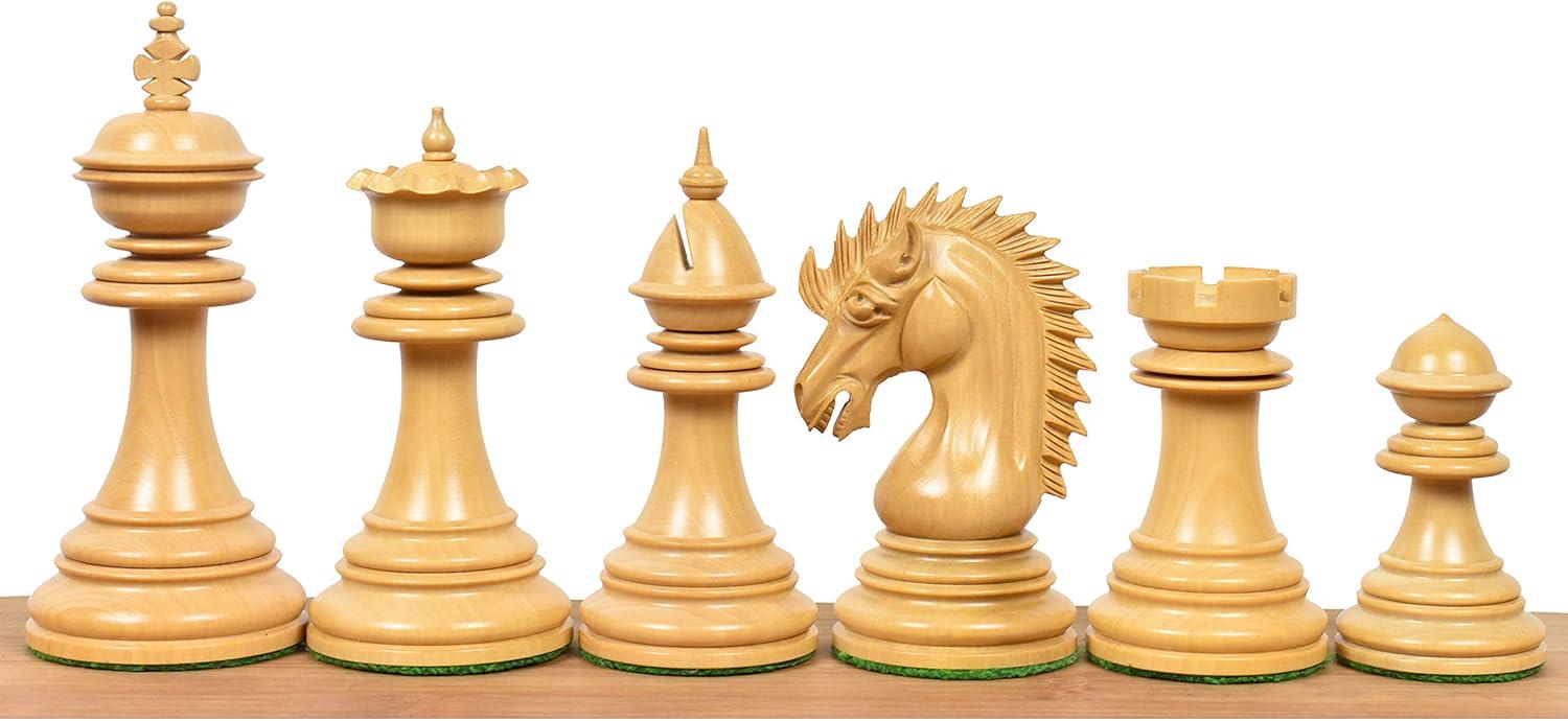 4.4" Dragon Luxury Staunton Chess Pieces Only Set -Triple Weighted-Bud Rose Wood