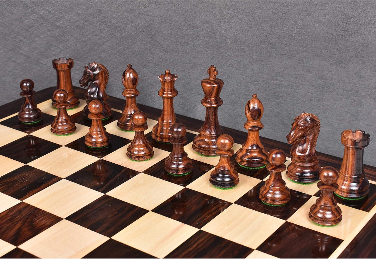 Craftsman Knight Staunton Chess Pieces Only Chess Set, Rosewood Wooden Chess Set, 3.9-in King, Double Weighted Chess Pieces (2.65 lbs)