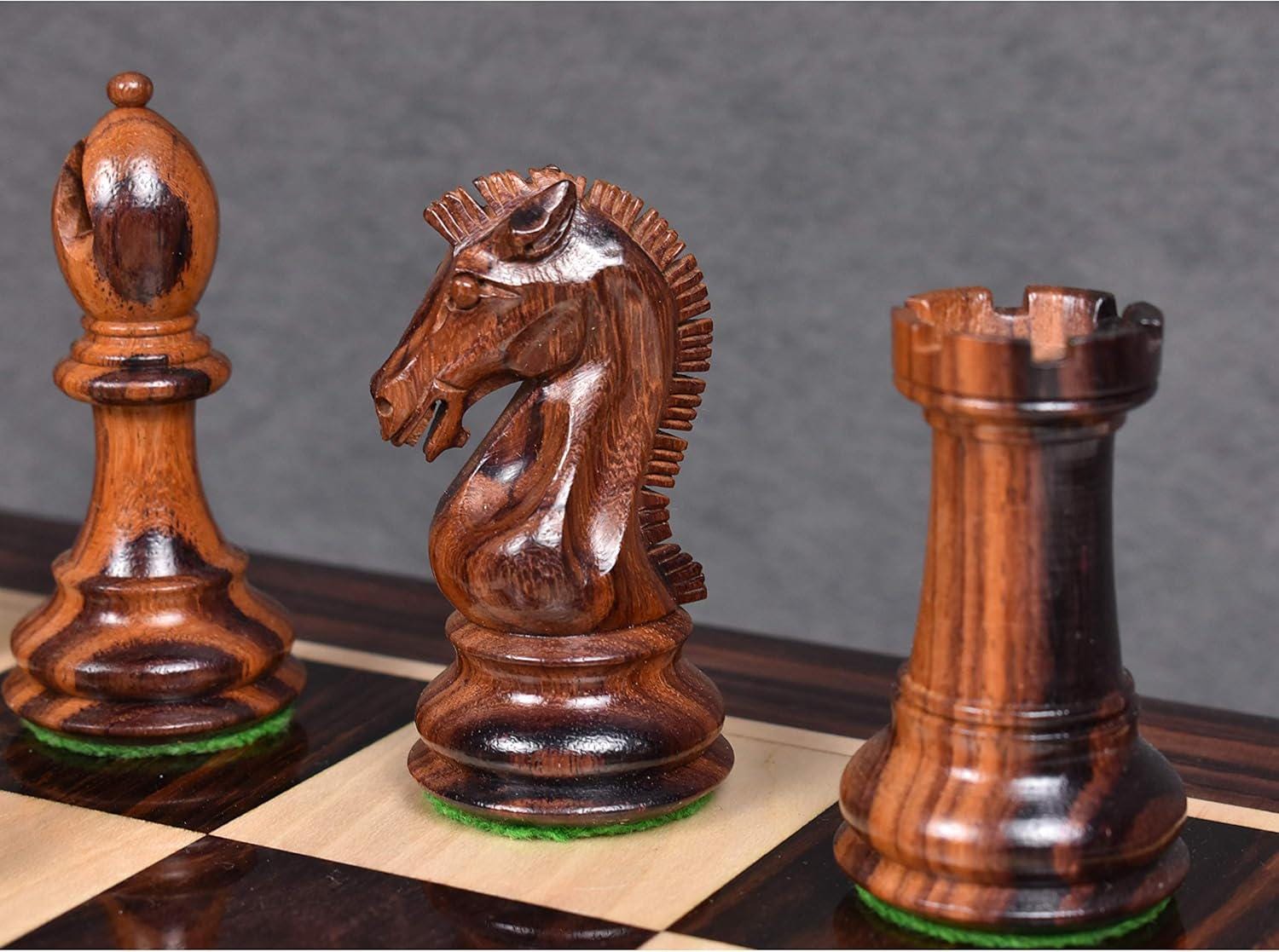 Craftsman Knight Staunton Chess Pieces Only Chess Set, Rosewood Wooden Chess Set, 3.9-in King, Double Weighted Chess Pieces (2.65 lbs)