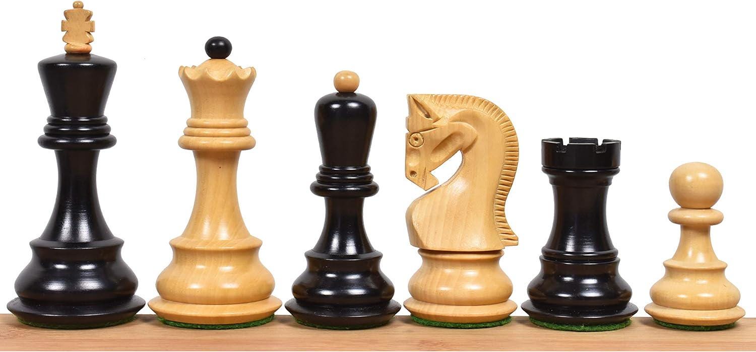 ChessCraftman 3.9" Russian Zagreb 59' Chess Pieces only Set - Ebony Wood & Boxwood