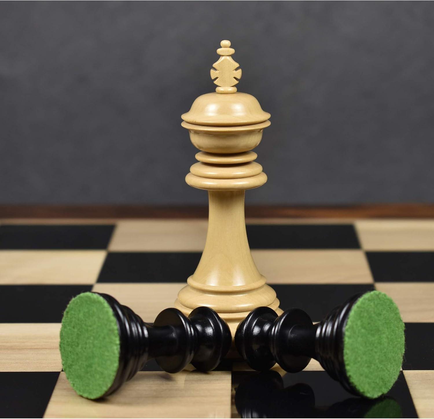 4.4" Dragon Luxury Staunton Chess Pieces Only Set - Triple Weighted - Ebony Wood