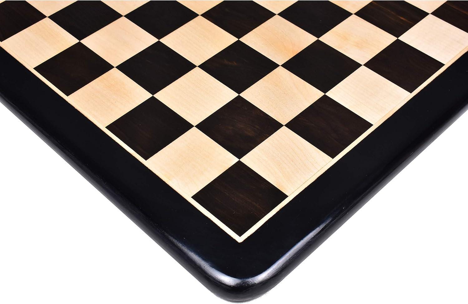 Inlaid Ebony and Maple Wooden Chess Board, Chess Board Only, Large Chess Board, 21-in by 21-in (5.5-cm Squares), Luxury Gloss