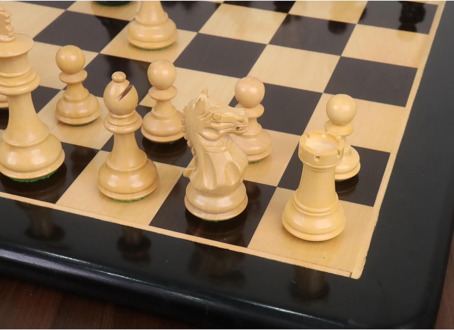 Fierce Knight Staunton Chess Pieces Only Set - Weighted Boxwood - 3.5" Extra Queens