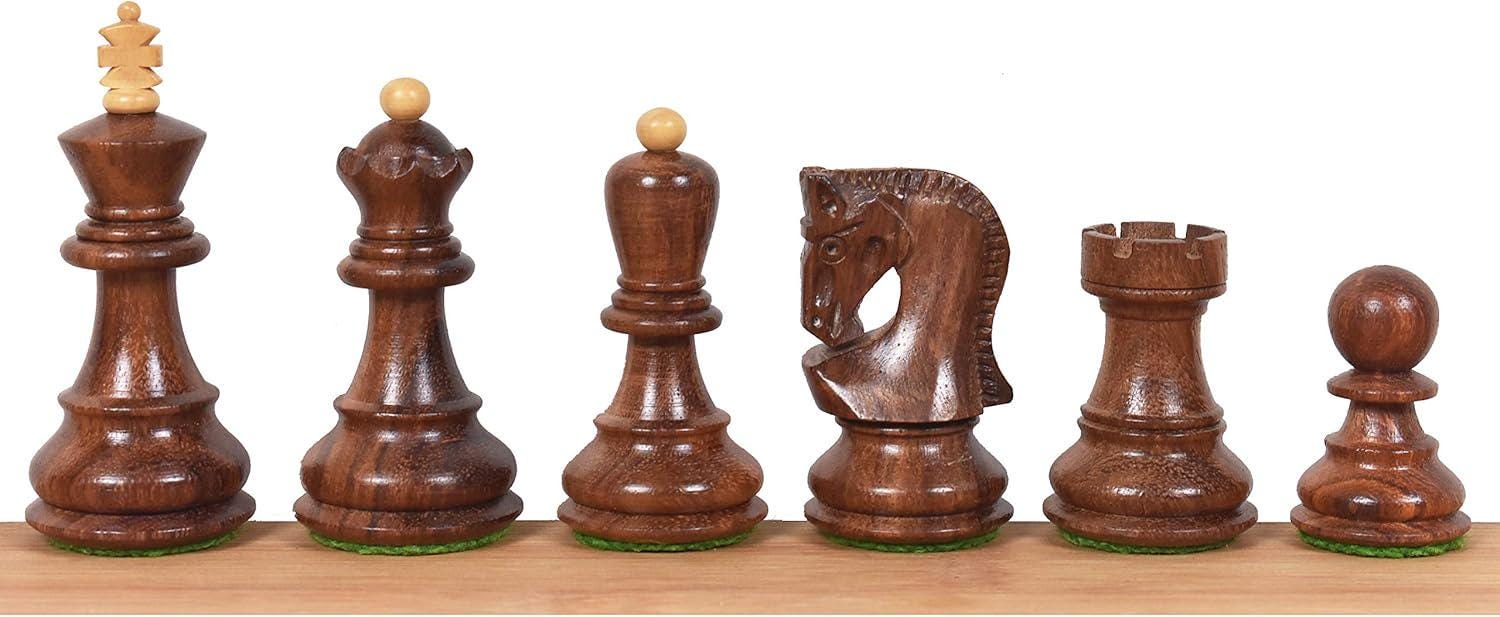 Russian Zagreb Wooden Chess Pieces Set – 2.6” Weighted Staunton Style in Golden Rosewood & Boxwood | ChessCraftman
