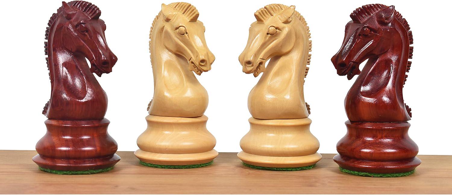 Craftsman Knight Staunton Chess Pieces Only, Bud Rosewood and Boxwood Wooden Chess Set, 3.9-in King, Double Weighted Chess Pieces (3.13 lbs)