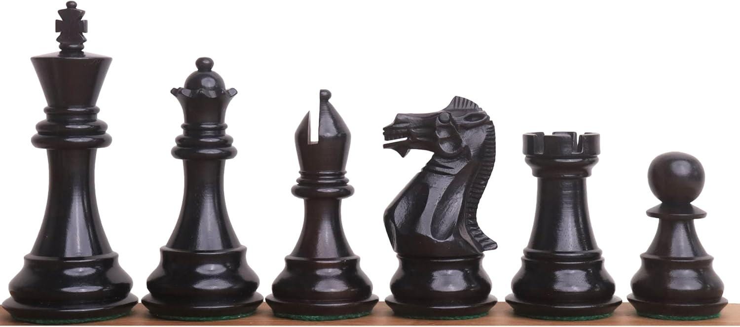 3.9" Professional Staunton Chess Pieces Only Set - Weighted Ebony Wood And Boxwood