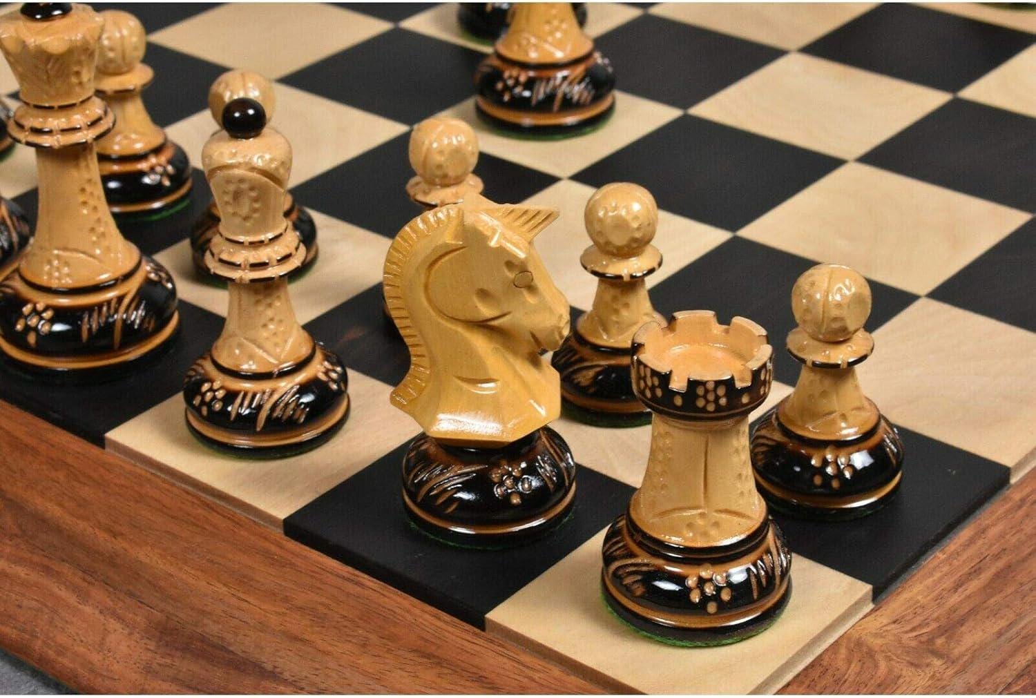1970s' Dubrovnik Chess Pieces Only Set - Hand Carved Lacquered Boxwood-3.8" King