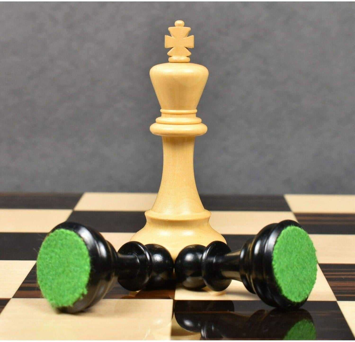 3.9" Craftsman Staunton Chess Pieces Only Set - Double Weighted Ebonised Boxwood