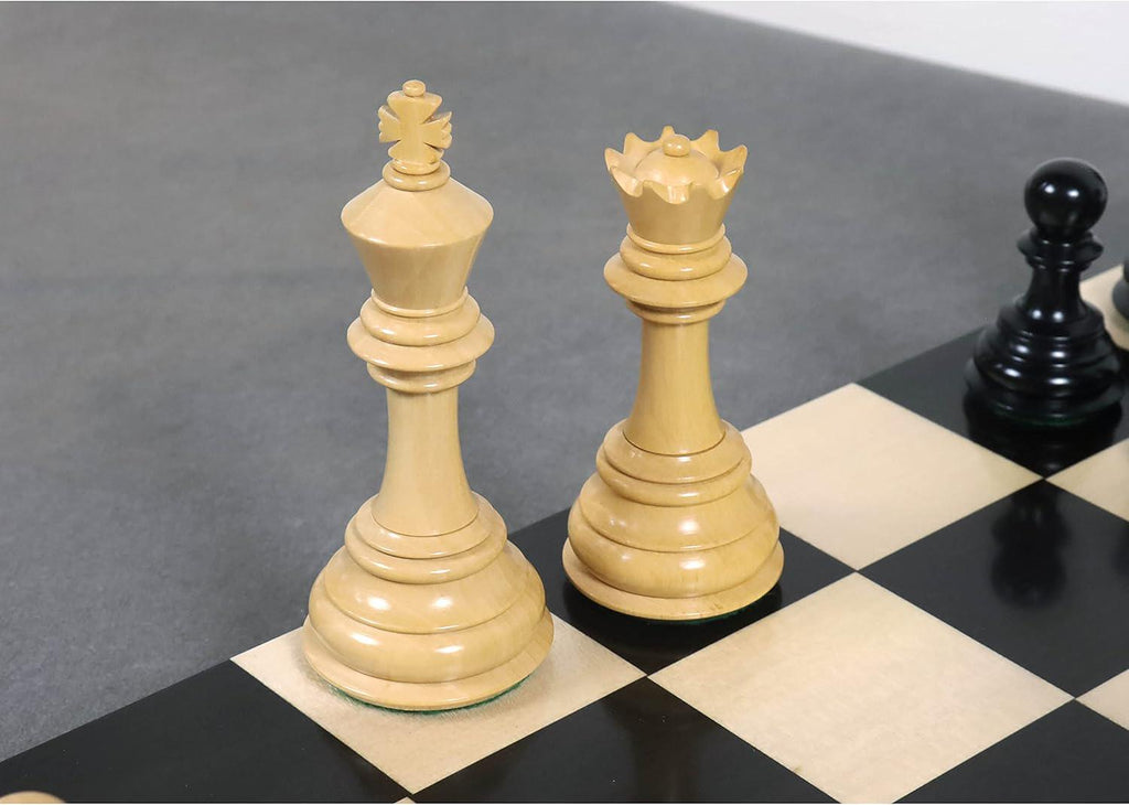 4.6" Rare Columbian Triple Weighted Luxury Chess Pieces Only Set -Ebony Wood