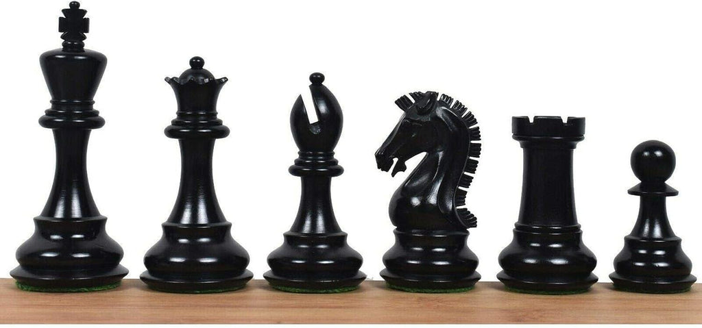 3.9" Craftsman Staunton Chess Pieces Only Set - Double Weighted Ebonised Boxwood