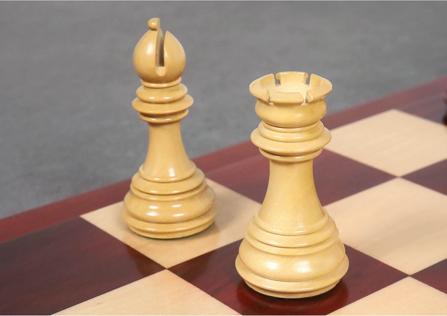 3.8" Imperial Staunton Chess Pieces Only Set - Weighted Bud Rose Wood