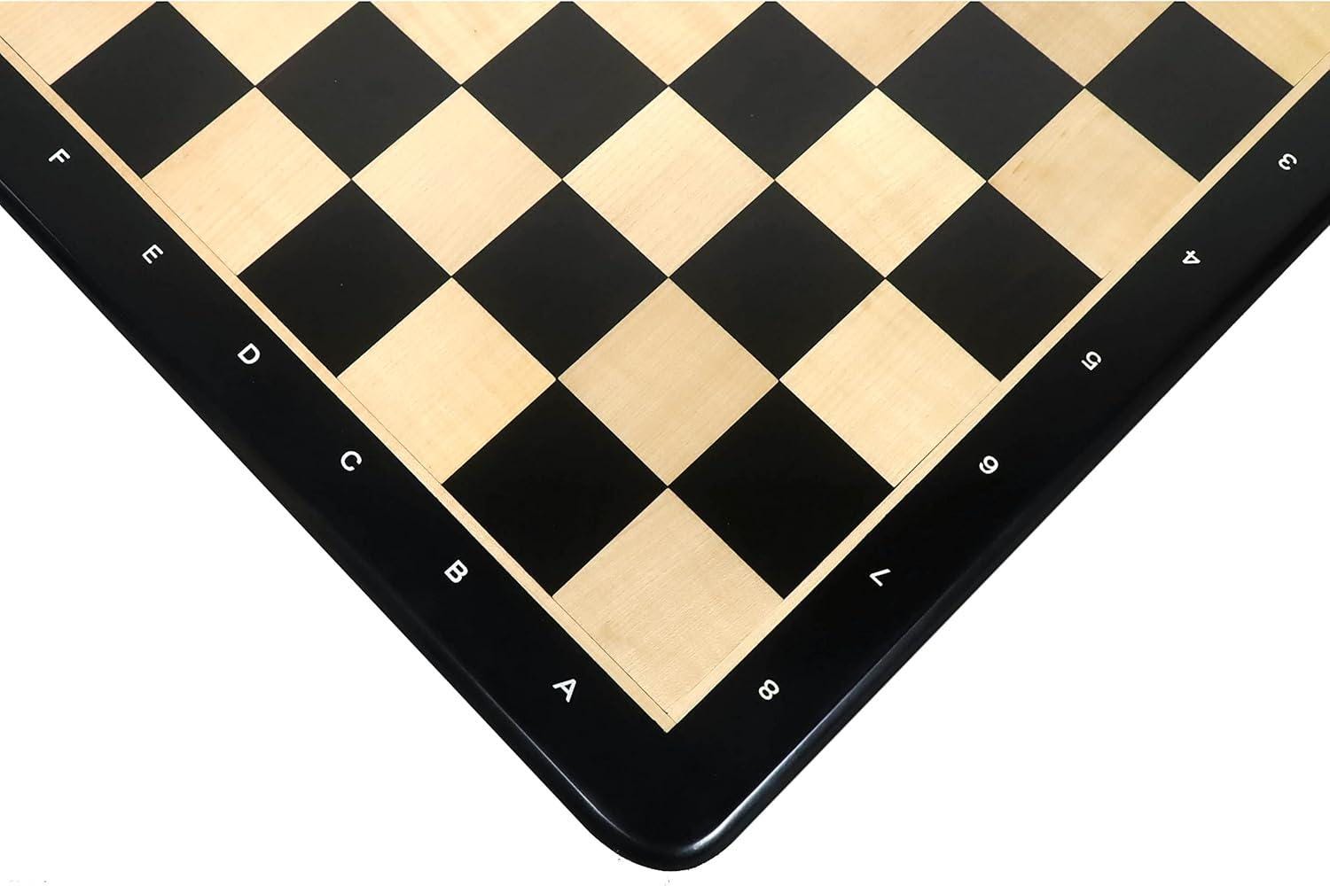 19" Ebony Wood & Maple Wood Chess Board - Square of 50 mm -Algebraic Notations