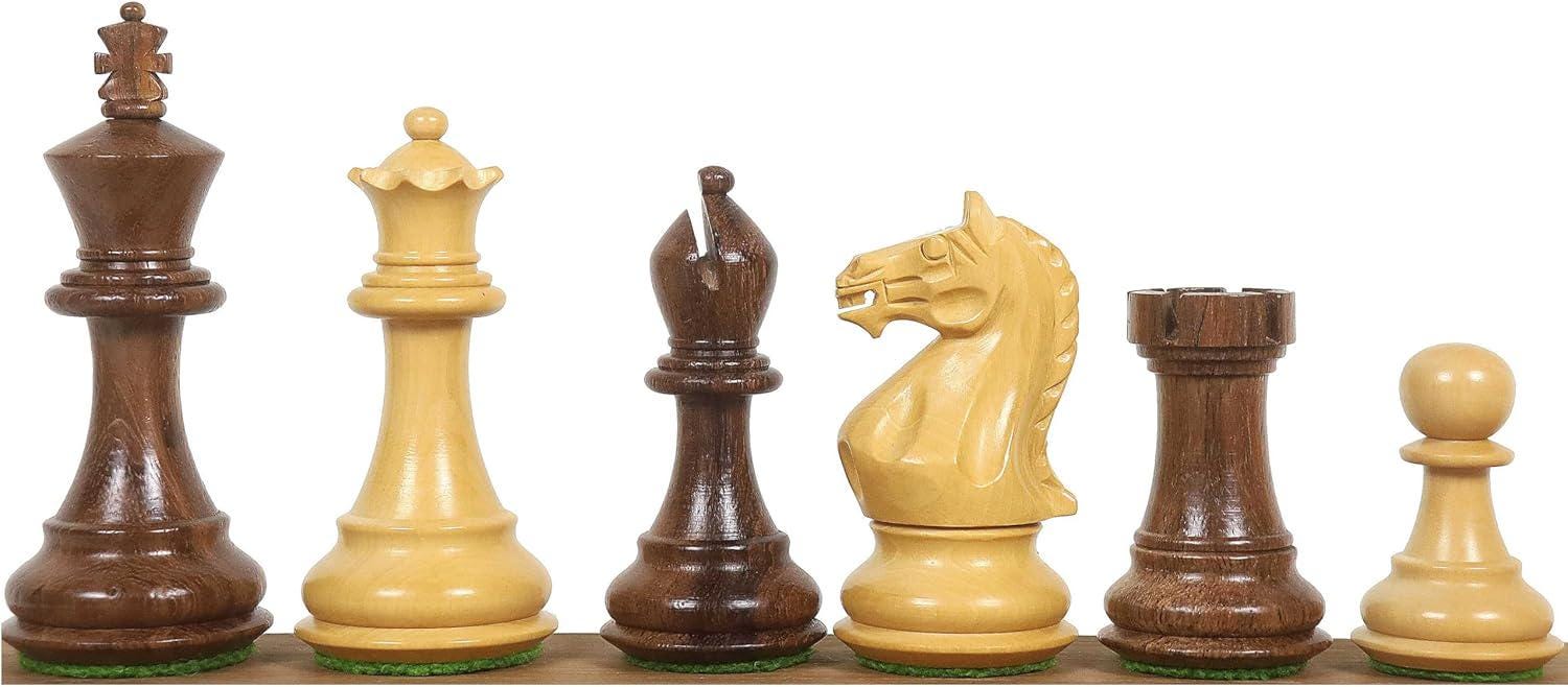 3.75" Queens Gambit Staunton Chess Pieces Only Set - Weighted Golden Rosewood