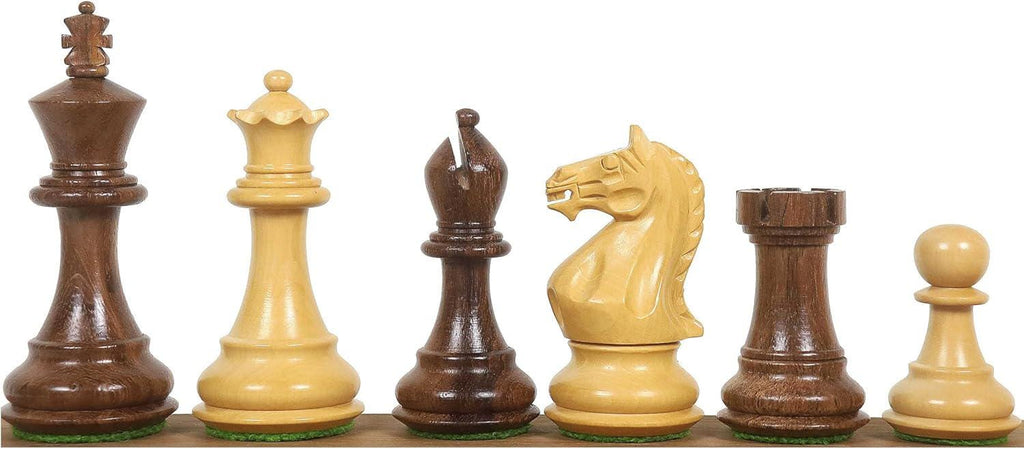 3.75" Queens Gambit Staunton Chess Pieces Only Set - Weighted Golden Rosewood