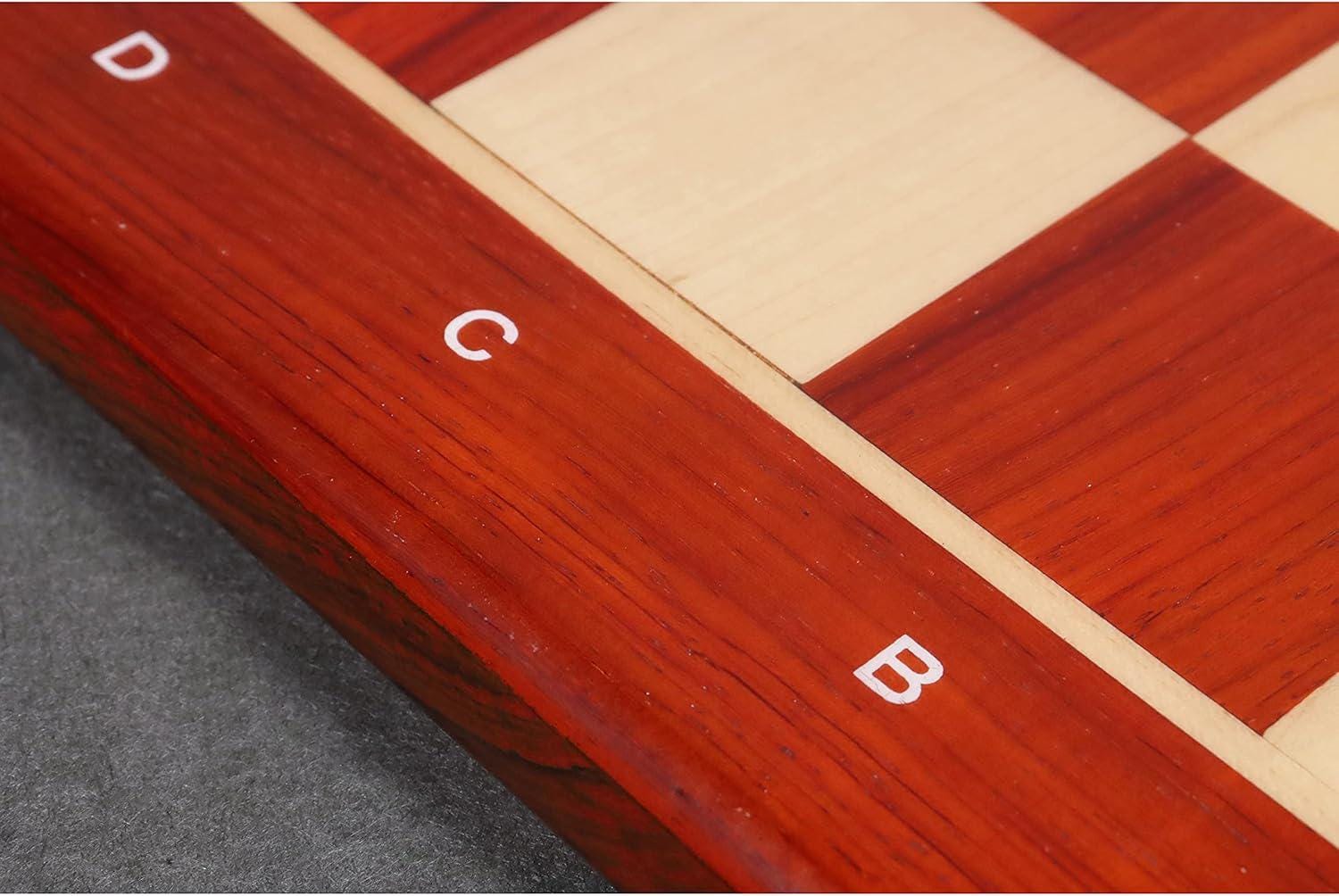 21" Bud Rosewood & Maple Chess Board - 50 mm Square- Algebraic Notations