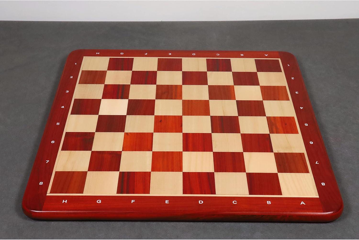21" Bud Rosewood & Maple Chess Board - 50 mm Square- Algebraic Notations