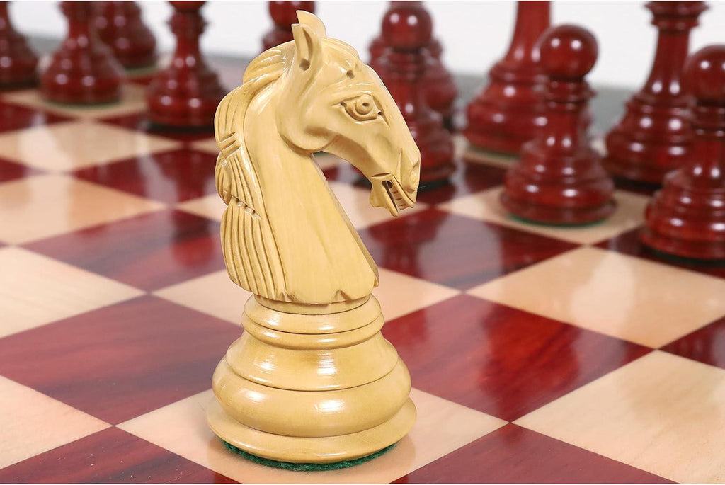 4.6" Rare Columbian Triple Weighted Luxury Chess Pieces Only Set -Bud Rose Wood