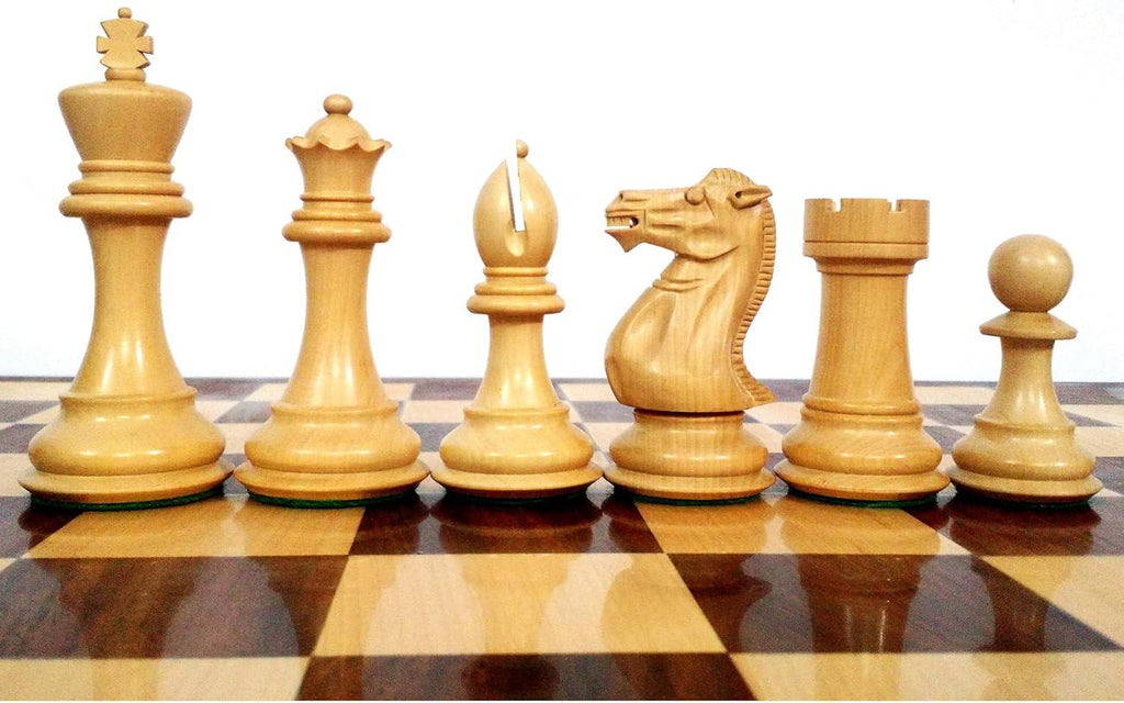 Professional Staunton Chess Pieces Only, Sheesham and Boxwood Wooden Chess Set, 4.1-in King, Tournament Chess Set, Weighted Chess Pieces