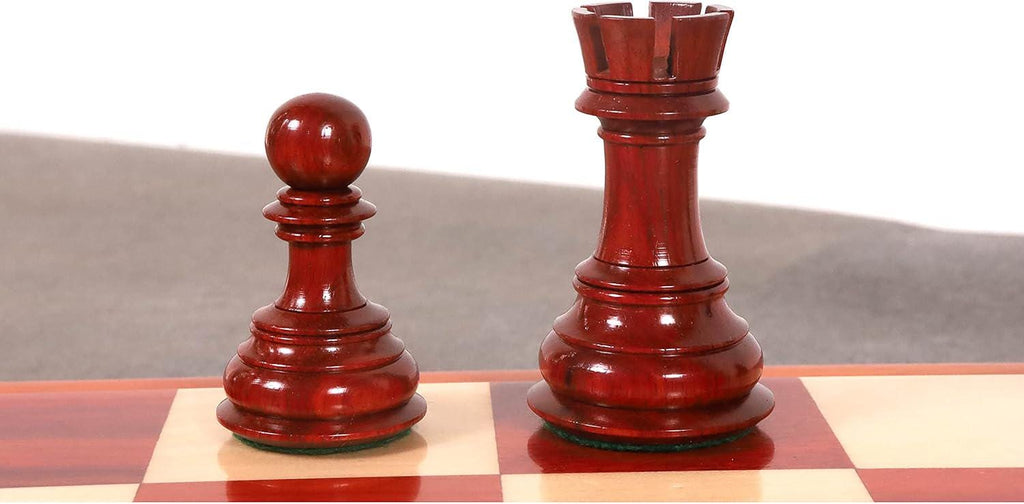 4.6" Rare Columbian Triple Weighted Luxury Chess Pieces Only Set -Bud Rose Wood