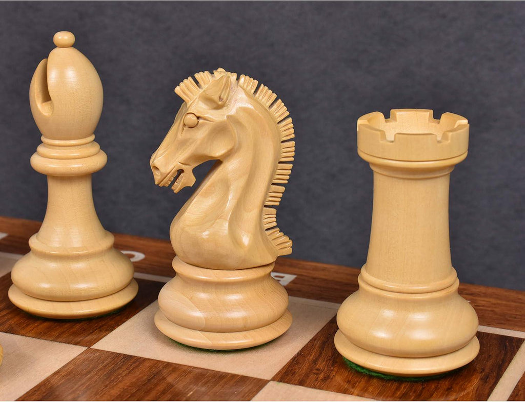 Craftsman Knight Staunton Chess Pieces Only , Golden Rosewood and Boxwood Wooden Chess Set, 3.9-in King, Double Weighted Chess Pieces