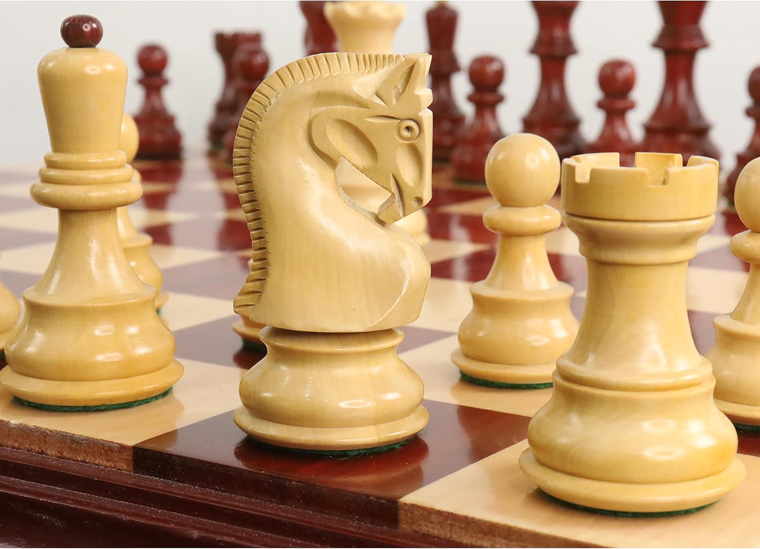 Chesscraftman -3.9" Russian Zagreb 59' Chess Set- Chess Pieces Only - Double Weighted Bud Rose Wood