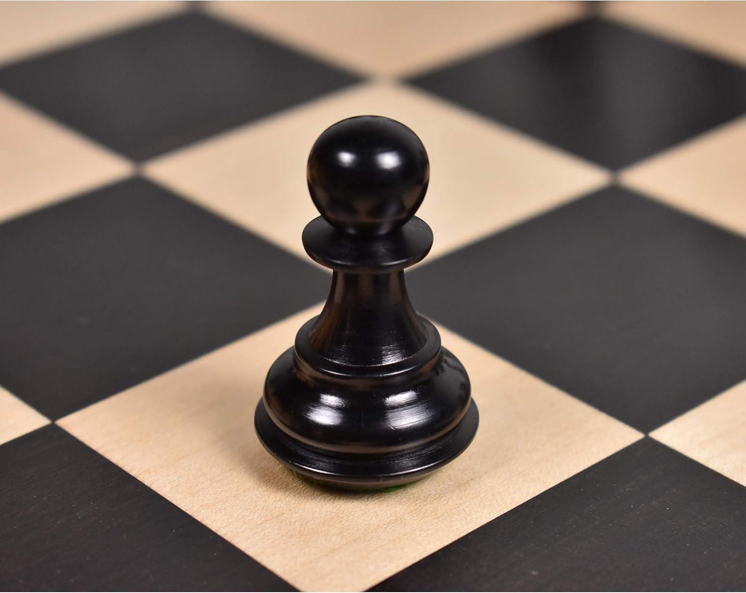 Professional Staunton Chess Pieces Only, Ebonized Boxwood Wooden Chess Set, 3.6-in King, Tournament Chess Set, Weighted Chess Pieces